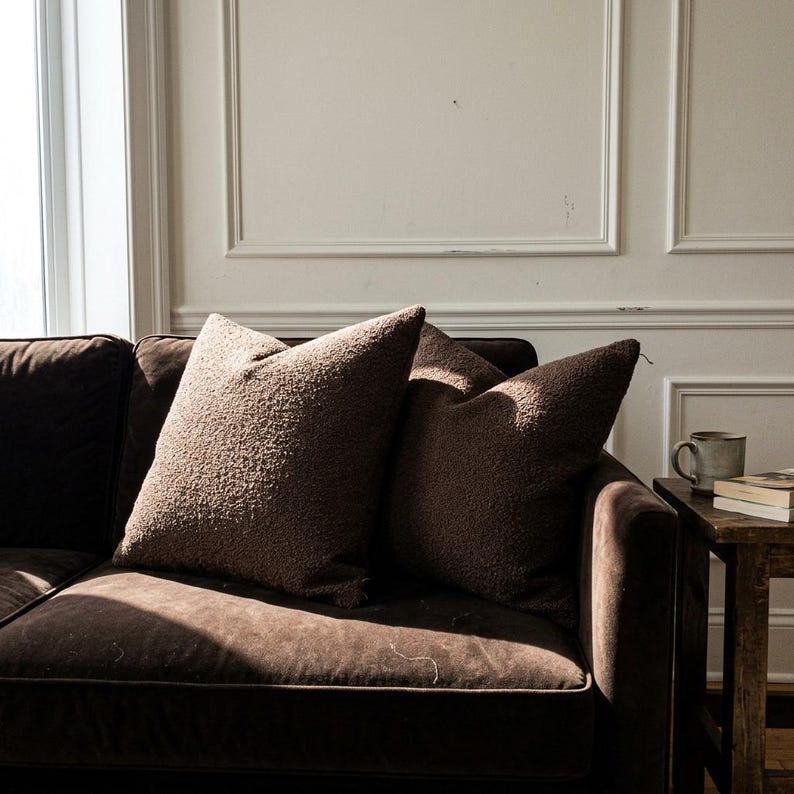 Brown Boucle Pillow Covers Set of 2
