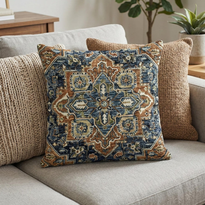 Persian Chenille Throw Pillow Covers Set Of 2
