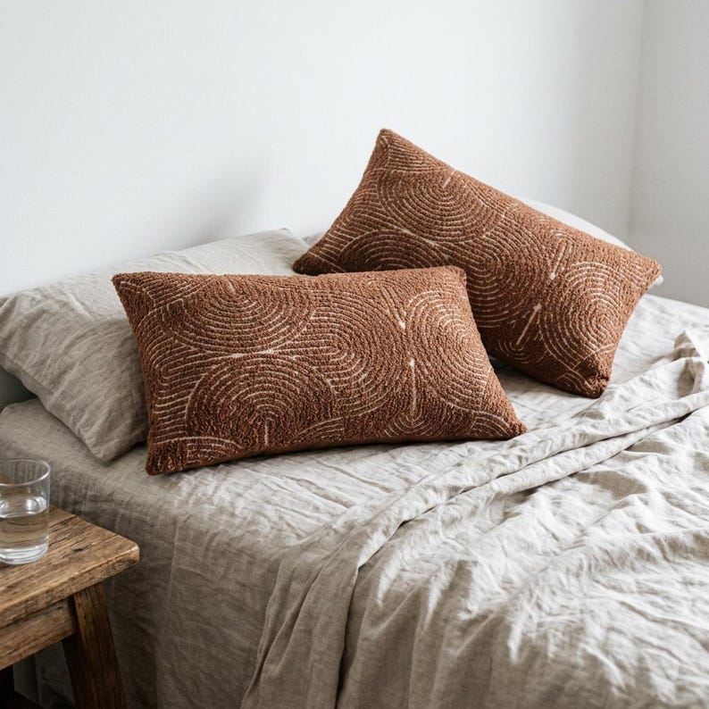 Tufted Burnt Orange Pillow Cover Set of 2