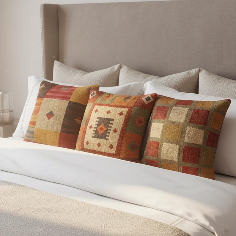 Wool Jute Kilim Cushion Covers Set of 4