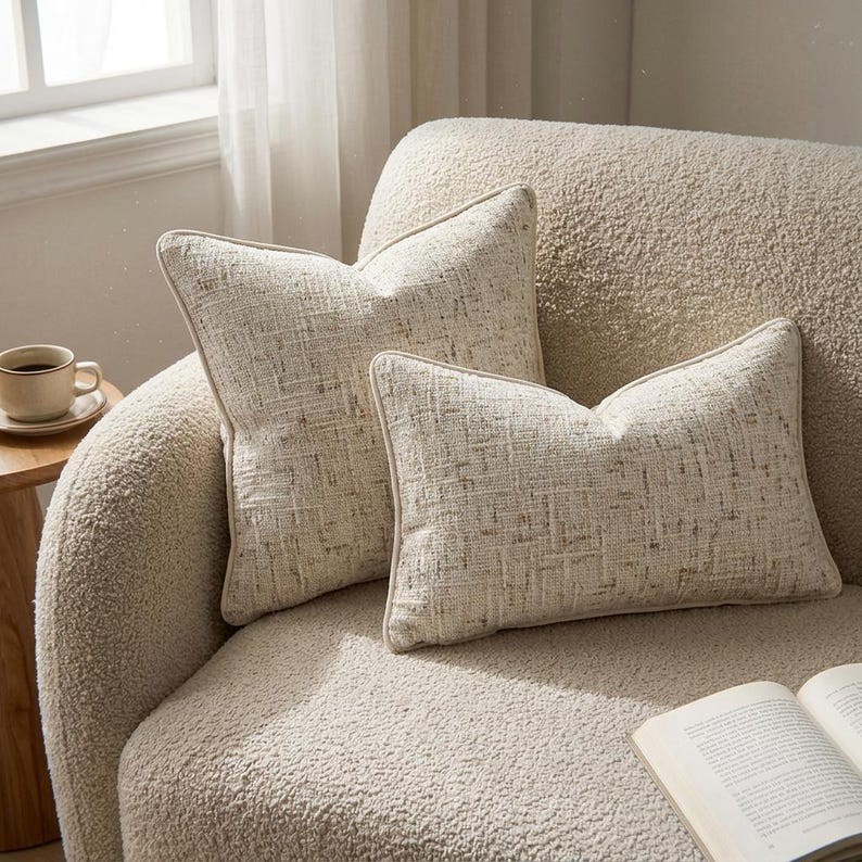 Earth Tones Textured Chenille Throw Pillow Covers Set of 2