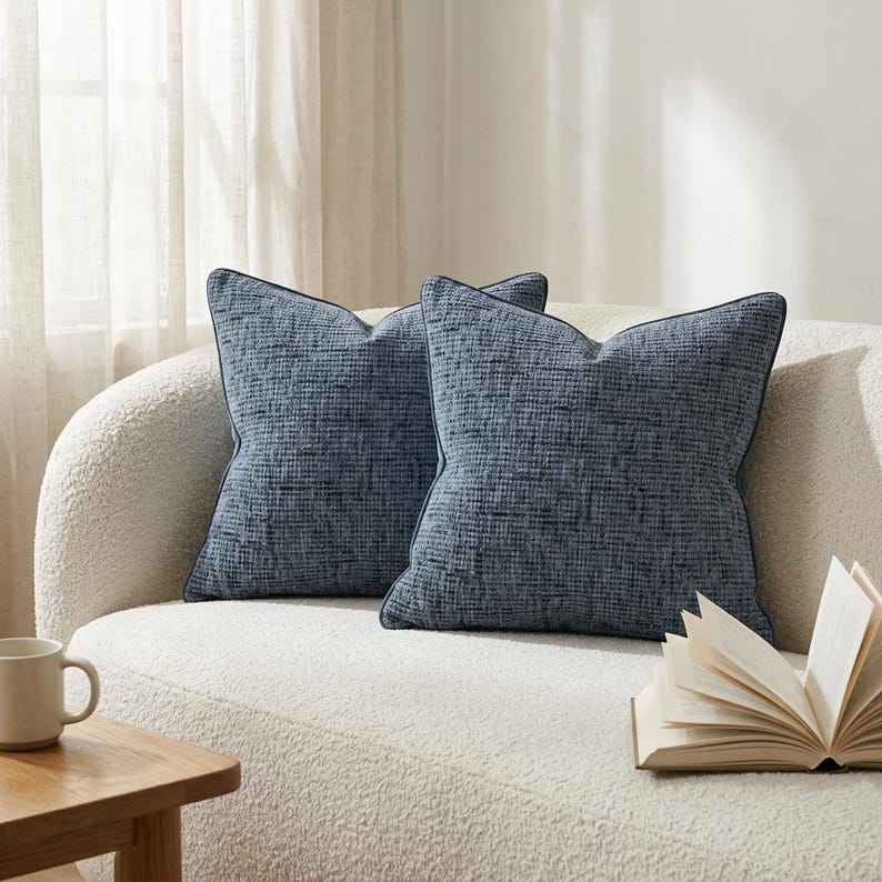 Earth Tones Textured Chenille Throw Pillow Covers Set of 2