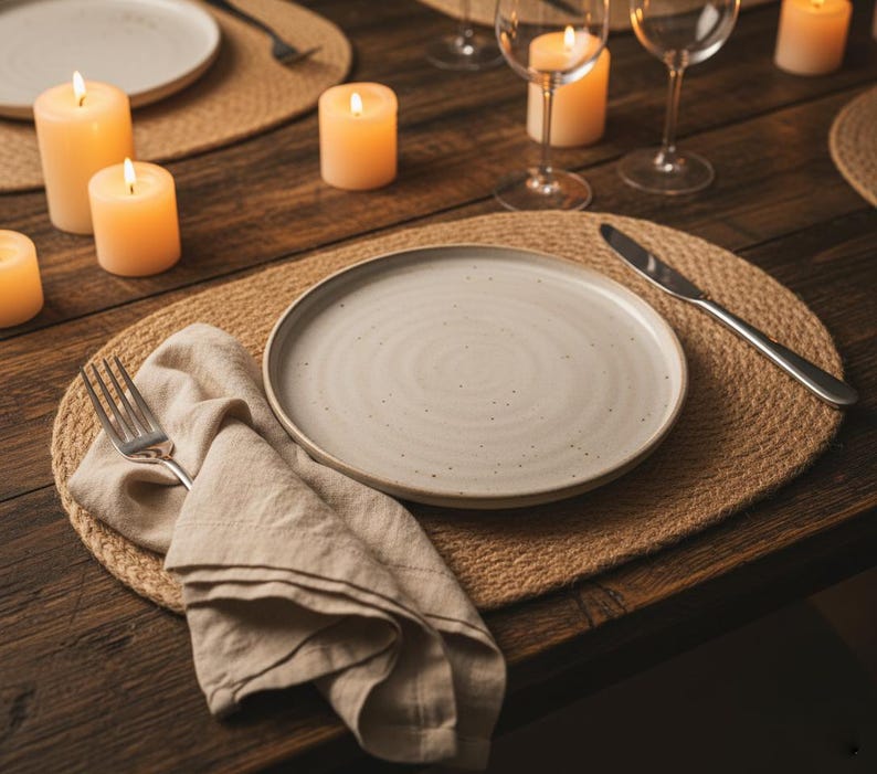 Natural Jute Woven Placemats Set of 6 - 13 inch Round - Larissa Home Decor