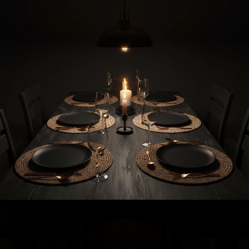 Natural Jute Woven Placemats Set of 6 - 13 inch Round - Larissa Home Decor