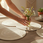 Woven Jute Round Placemats Set of 4 - 13 inch - Larissa Home Decor