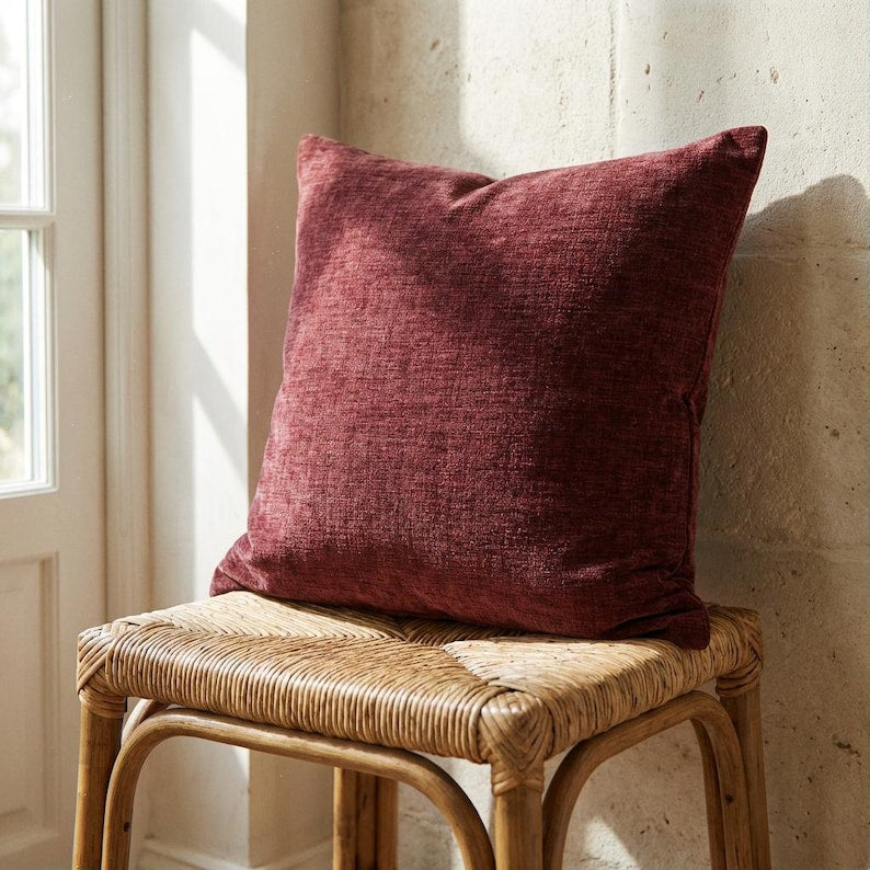 Burgundy Chenille Pillow Covers Set Of 2