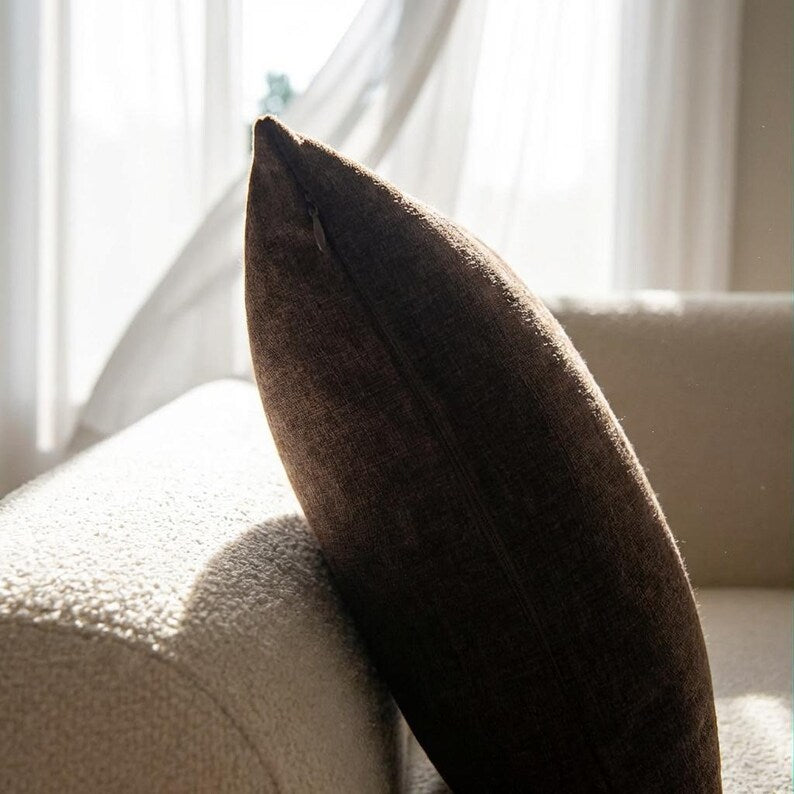 Brown Chenille Pillow Covers Set Of 2