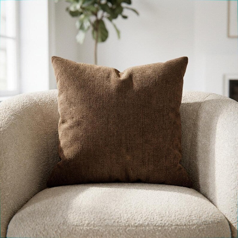 Brown Chenille Pillow Covers Set Of 2