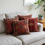 Burgundy Kilim Pillow Cover Set of 4, Boho Moroccan Cushion Covers