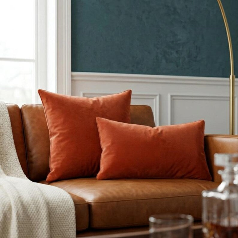 Velvet Pillow Covers Set of 2, Multicolor Throw Pillow Case