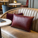 Burgundy Vegan Leather Pillow Cover Set of 2 - Larissa Home Decor - US - Pillow Cover