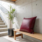 Burgundy Vegan Leather Pillow Cover Set of 2 - Larissa Home Decor - US - Pillow Cover