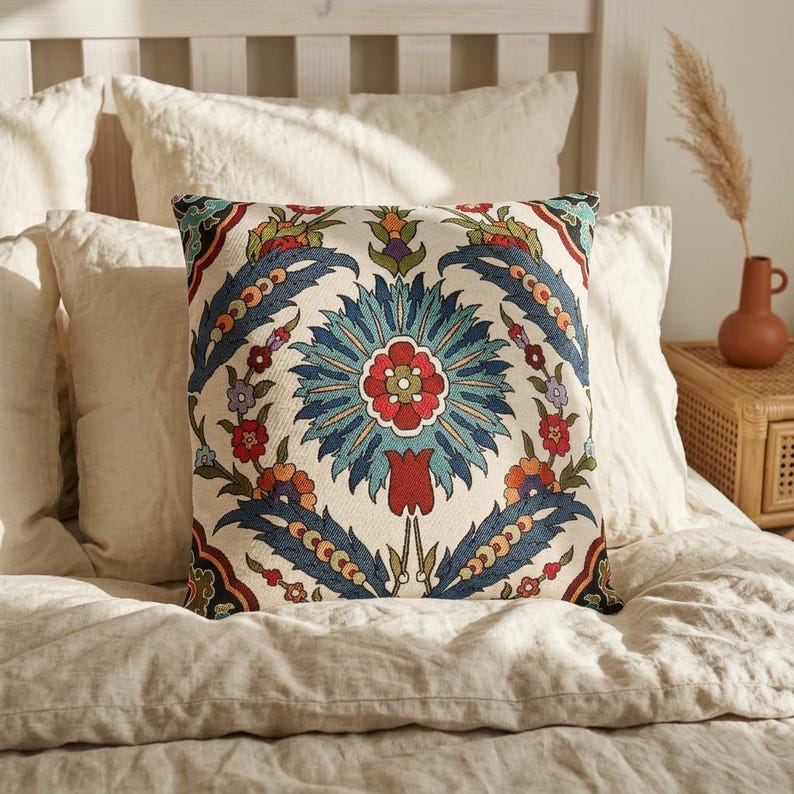 Gobelin Tapestry Pillow Cover Floral Botanical Cushion Cover