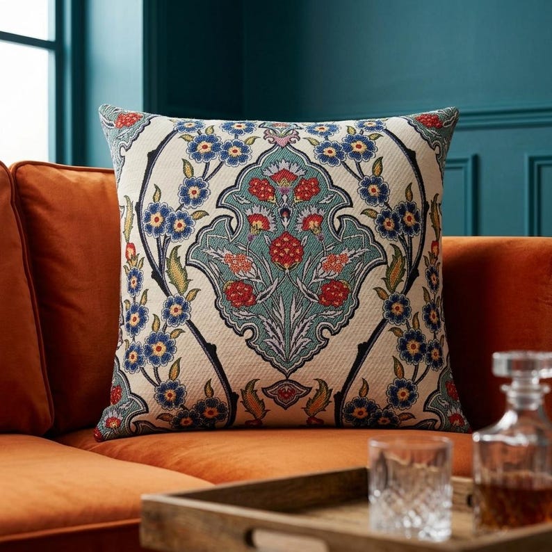 Gobelin Tapestry Pillow Cover Floral Botanical Cushion Cover
