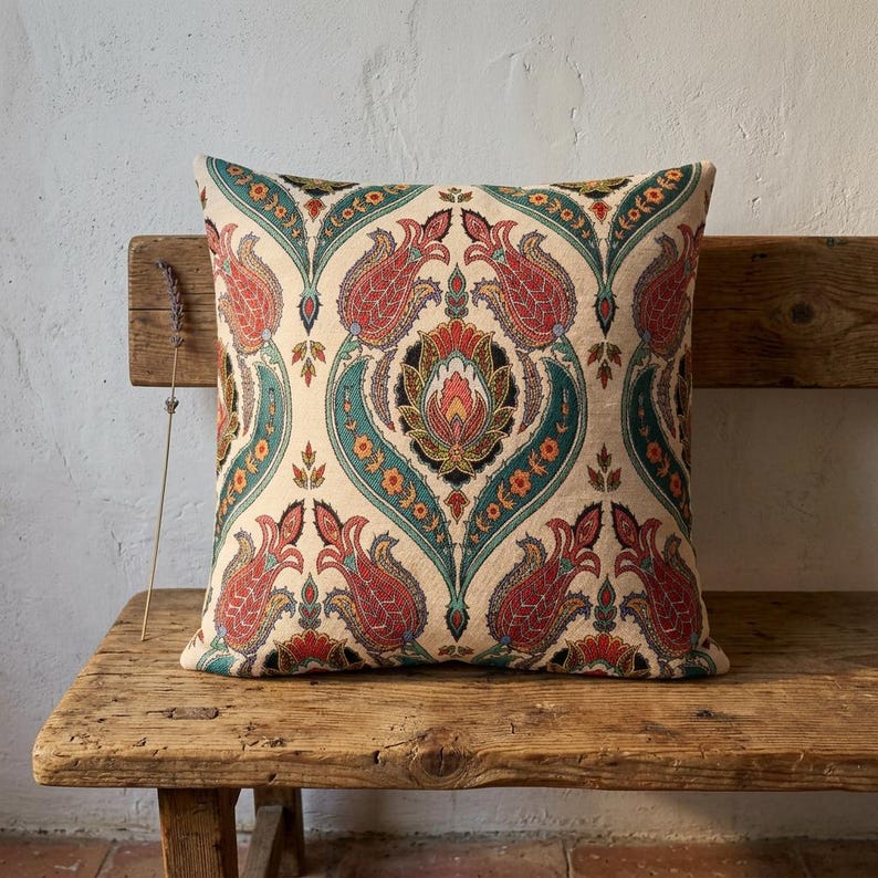 Gobelin Tapestry Pillow Cover Floral Botanical Cushion Cover