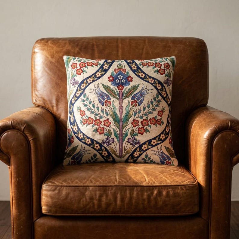 Gobelin Tapestry Pillow Cover Floral Botanical Cushion Cover