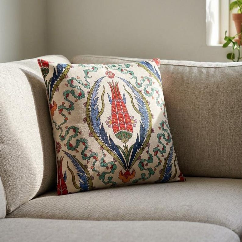 Gobelin Tapestry Pillow Cover Floral Botanical Cushion Cover