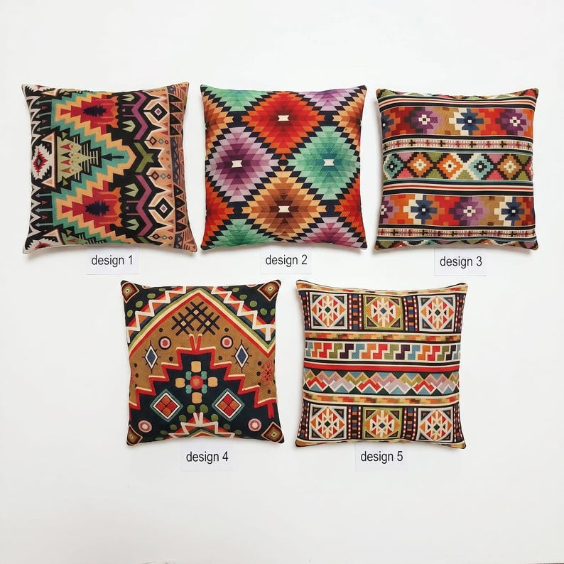 Southwestern Kilim Design Colorful Woven Tapestry Cushion Case