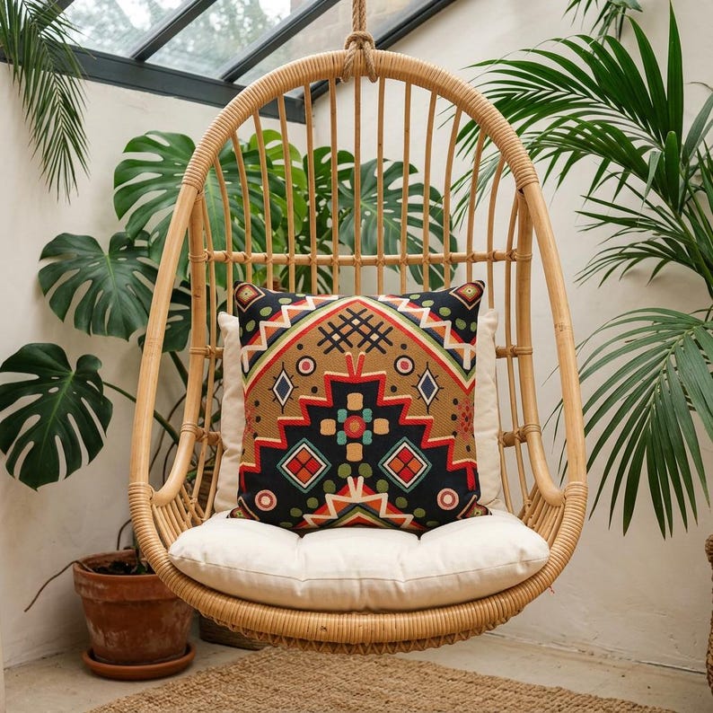 Southwestern Kilim Design Colorful Woven Tapestry Cushion Case