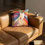 Cubist Face Pillow Cover, Colorful Abstract Art Tapestry Cushion Case