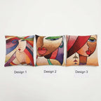 Cubist Face Pillow Cover, Colorful Abstract Art Tapestry Cushion Case