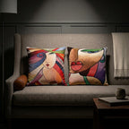Cubist Face Pillow Cover, Colorful Abstract Art Tapestry Cushion Case