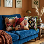 Cubist Face Pillow Cover, Colorful Abstract Art Tapestry Cushion Case