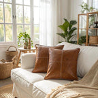 Brown Faux Leather Pillow Cover - Larissa Home Decor - US - Pillow Cover