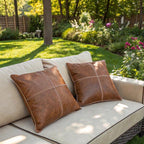 Brown Faux Leather Pillow Cover - Larissa Home Decor - US - Pillow Cover
