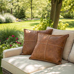 Brown Faux Leather Pillow Cover - Larissa Home Decor - US - Pillow Cover