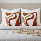 Rust Tufted Abstract Boho Pillow Cover