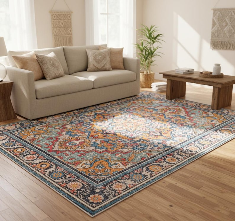 Boho Medallion Washable Area Rug - Larissa Home Decor - US - Area Rug