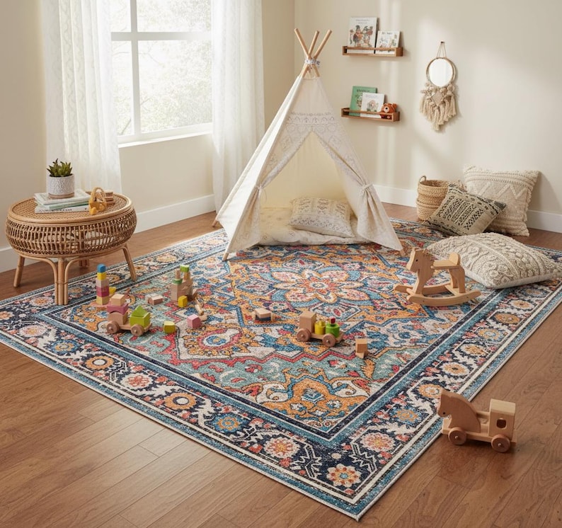 Boho Medallion Washable Area Rug - Larissa Home Decor - US - Area Rug