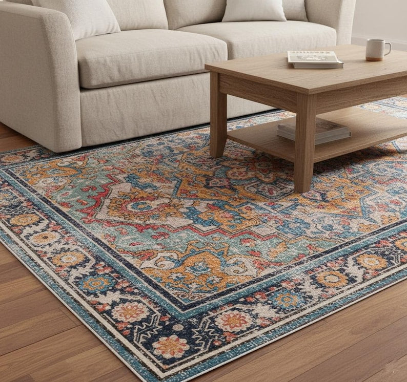 Boho Medallion Washable Area Rug - Larissa Home Decor - US - Area Rug