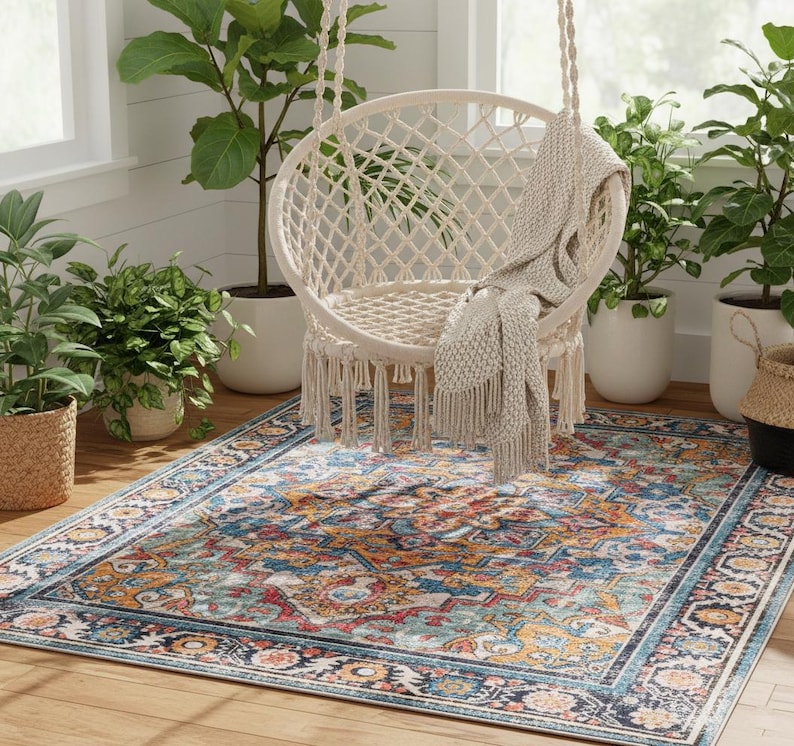 Boho Medallion Washable Area Rug - Larissa Home Decor - US - Area Rug