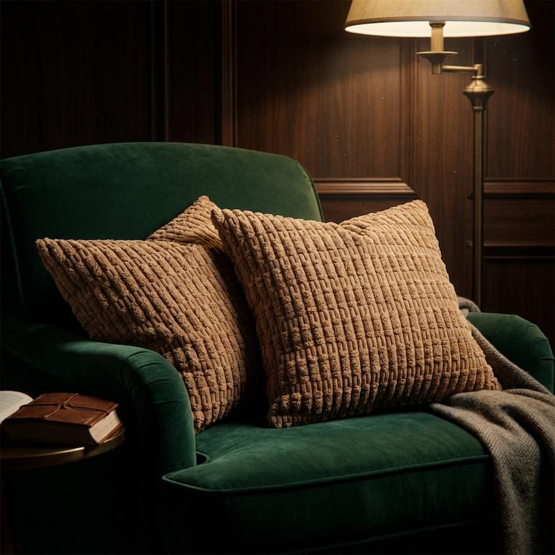 Brown Corduroy Throw Pillow Covers Set of 2 - Larissa Home Decor - US - Pillow Cover