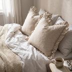 Linen Ruffle Euro Sham Pillow Cover Set of 2 - Larissa Home Decor - US - Pillow Cover
