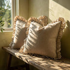 Linen Ruffle Euro Sham Pillow Cover Set of 2 - Larissa Home Decor - US - Pillow Cover