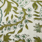 Floral Hand Block Print Bolster Pillow Cover with Ruffle Trim