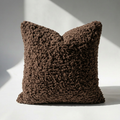 Set of 2 boucle sherpa pillow covers in chocolate brown – luxury faux fur cushion cases by Larissa Home Decor