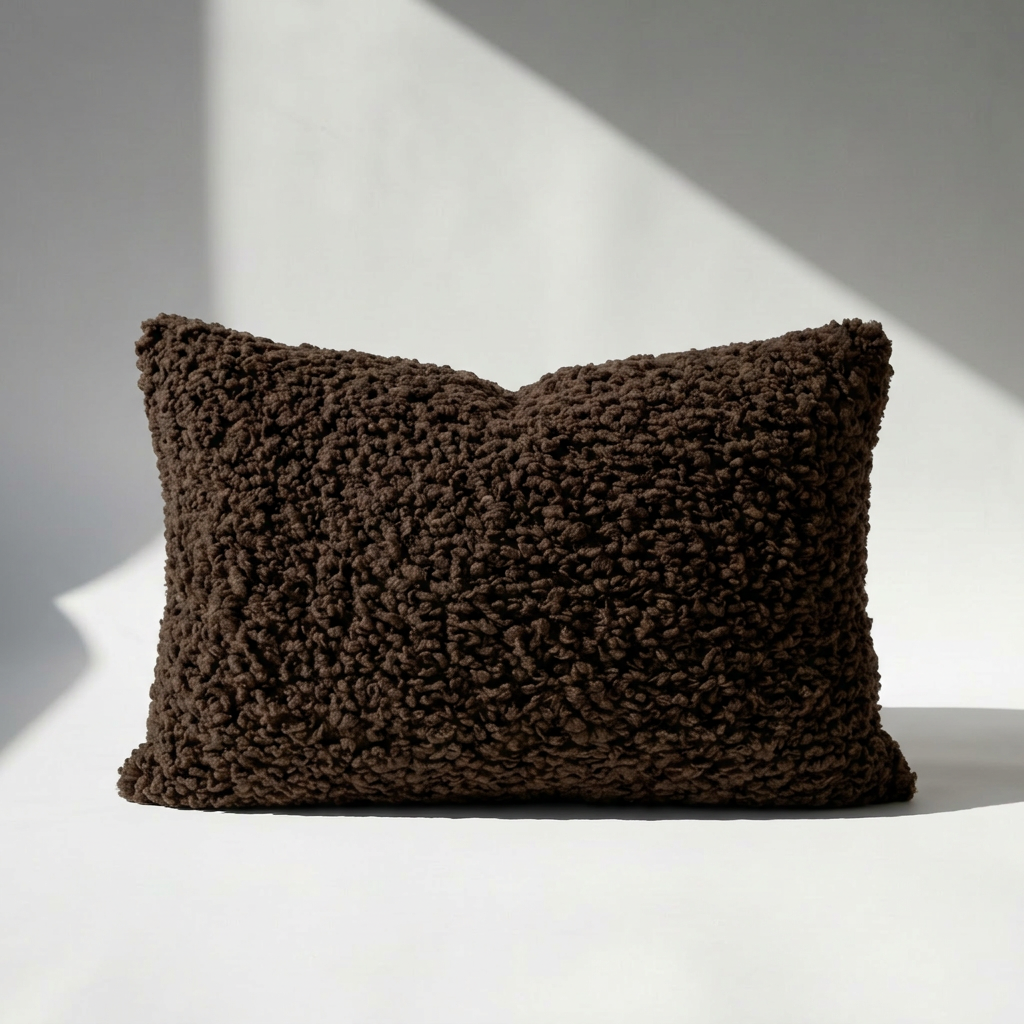 Set of 2 Boucle Pillow Covers Soft Faux Fur Sherpa Cushion Cases