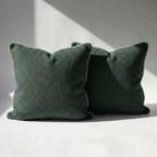 Olive Green Boucle Teddy Throw Pillow Covers Set of 2 - Larissa Home Decor