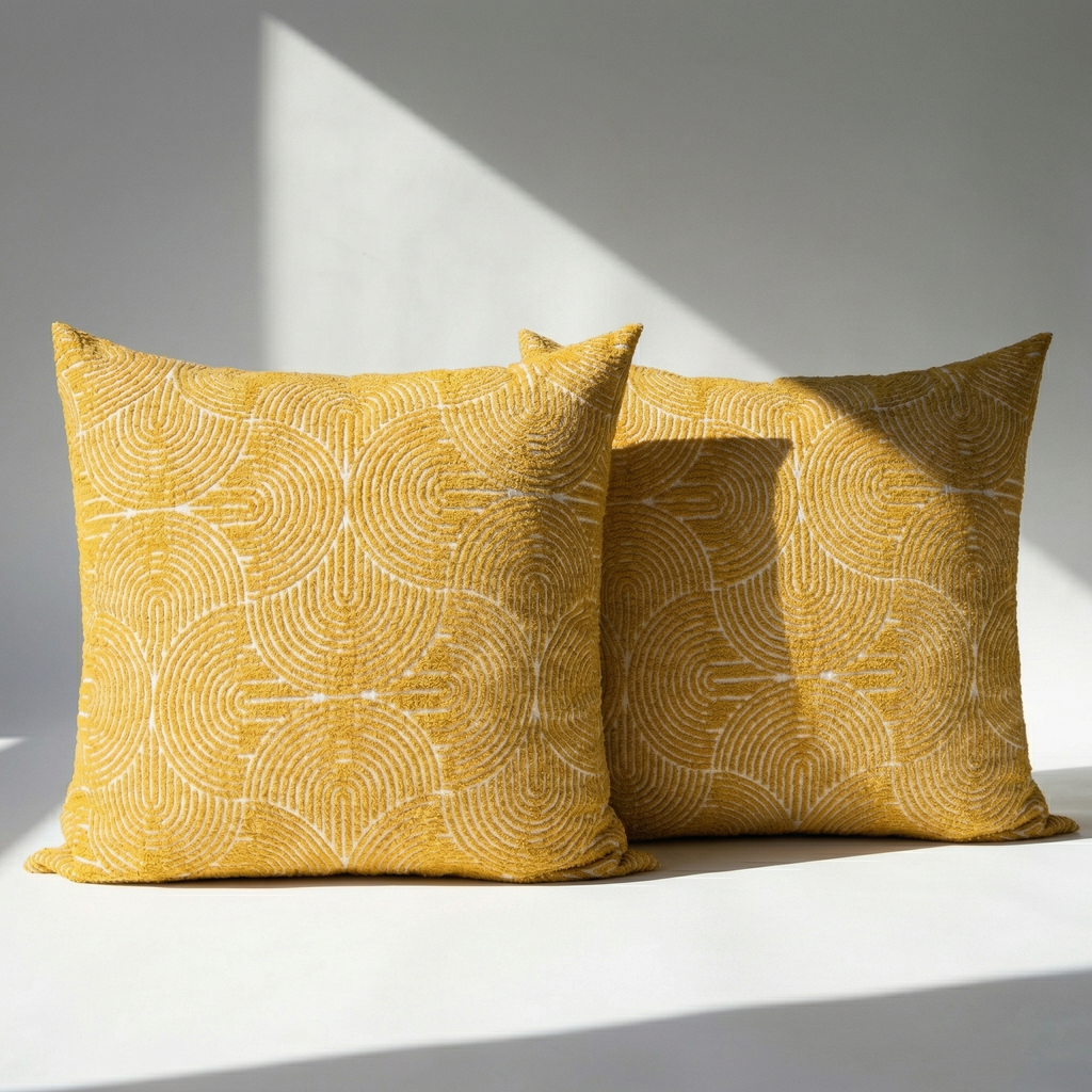 Mustard Yellow Woven Boho Throw Pillow Covers Set of 2 - Larissa Home Decor