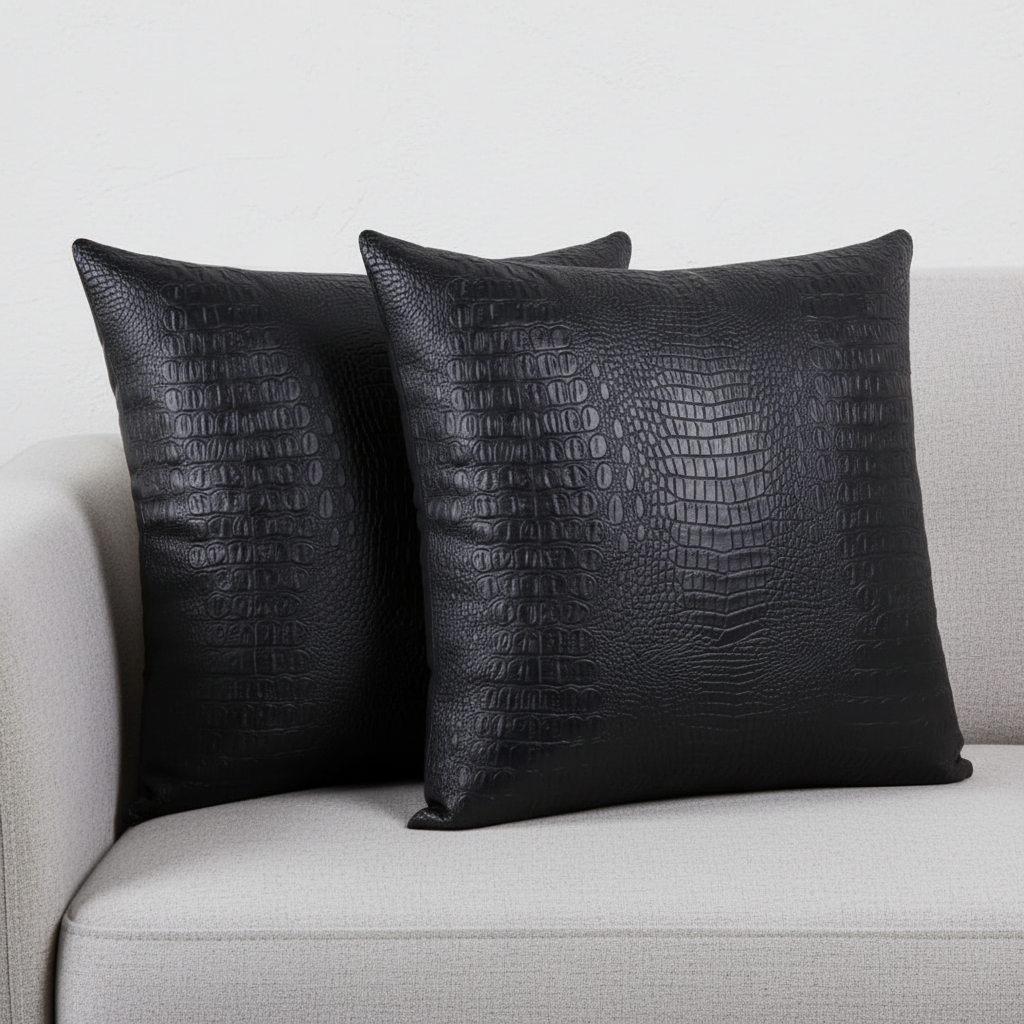 Black Leather Pillow Cover  - Larissa Home Decor - US - Pillow Cover