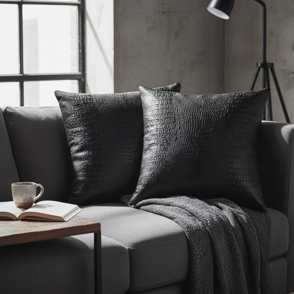 Black Leather Pillow Cover  - Larissa Home Decor - US - Pillow Cover