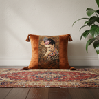 Frida Kahlo Velvet Tapestry Throw Pillow Cover with Tassels - Larissa Home Decor