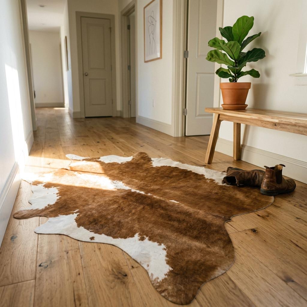Vegan Leather Cowhide Rug