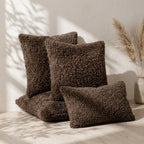 Set of 2 boucle sherpa decorative pillow covers in multiple sizes – chocolate brown – Larissa Home Decor