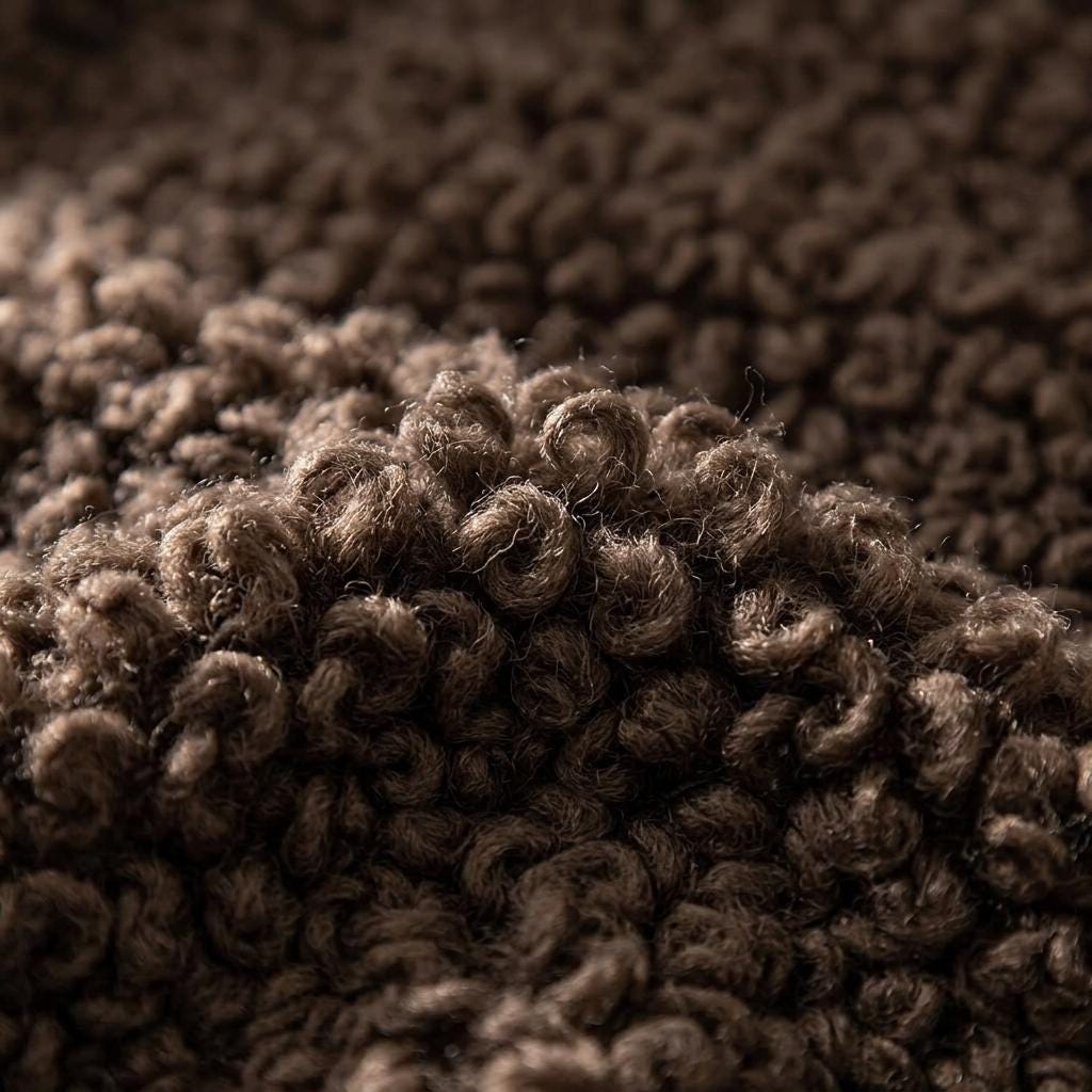 Macro detail of curly boucle sherpa texture on faux fur pillow cover – Larissa Home Decor