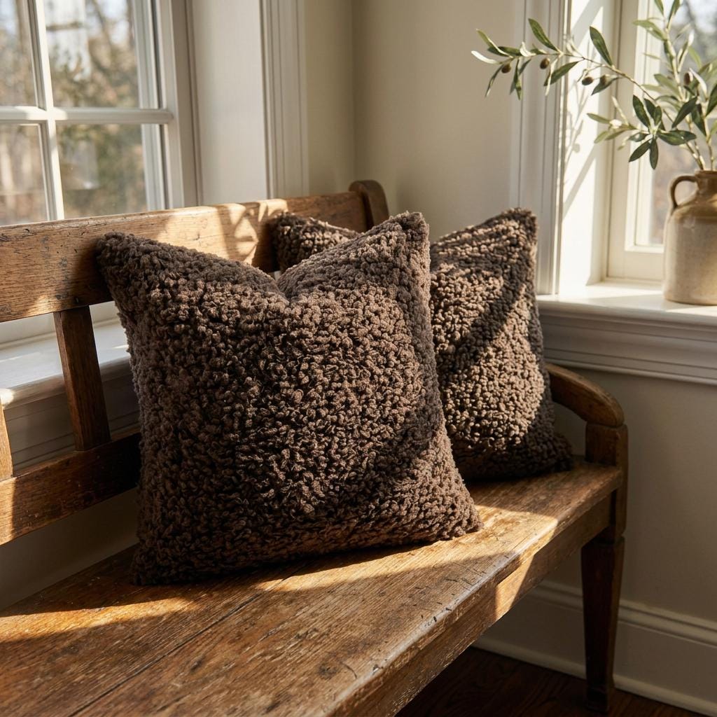 Set of 2 Boucle Pillow Covers Soft Faux Fur Sherpa Cushion Cases